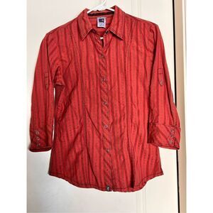 The North Face women’s snap up shirt 3/4 sleeve brick red/orange sz small